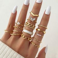 Bohemian Animal Flower Alloy Plating Inlay Artificial Pearls Artificial Diamond Women's Open Rings sku image 5