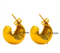 1 Paire Style Simple Style Classique Couleur Unie Placage Acier Au Titane Plaqué Or 18k Boucles D'oreilles main image 2