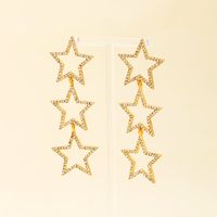 1 Pair Cute Simple Style Star Hollow Out Inlay Alloy Rhinestones Drop Earrings main image 3