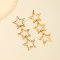 1 Pair Cute Simple Style Star Hollow Out Inlay Alloy Rhinestones Drop Earrings main image 5