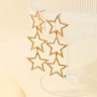 1 Pair Cute Simple Style Star Hollow Out Inlay Alloy Rhinestones Drop Earrings main image 1