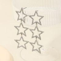 1 Pair Cute Simple Style Star Hollow Out Inlay Alloy Rhinestones Drop Earrings sku image 2