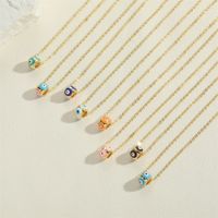 Simple Style Devil's Eye Copper Enamel Plating Zircon 14k Gold Plated Pendant Necklace main image 8