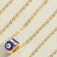 Simple Style Devil's Eye Copper Enamel Plating Zircon 14k Gold Plated Pendant Necklace sku image 1
