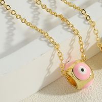 Simple Style Devil's Eye Copper Enamel Plating Zircon 14k Gold Plated Pendant Necklace sku image 4