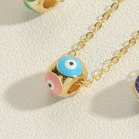 Simple Style Devil's Eye Copper Enamel Plating Zircon 14k Gold Plated Pendant Necklace sku image 5