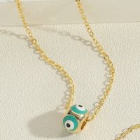 Simple Style Devil's Eye Copper Enamel Plating Zircon 14k Gold Plated Pendant Necklace sku image 8