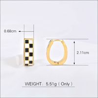 1 Pair Simple Style Checkered Enamel Plating Titanium Steel 18K Gold Plated Earrings main image 2