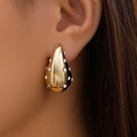 1 Pair Lady Water Droplets Inlay Ccb Rhinestones Ear Studs sku image 1