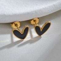 1 Pair Elegant Lady Commute Heart Shape Plating 304 Stainless Steel Corrosive Dripping Oil 18K Gold Plated Ear Studs main image 1