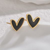 1 Pair Elegant Lady Commute Heart Shape Plating 304 Stainless Steel Corrosive Dripping Oil 18K Gold Plated Ear Studs main image 2