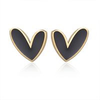 1 Pair Elegant Lady Commute Heart Shape Plating 304 Stainless Steel Corrosive Dripping Oil 18K Gold Plated Ear Studs main image 4