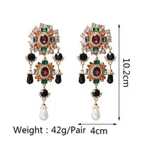 1 Pair Retro Classic Style Flower Plating Inlay Zinc Alloy Artificial Gemstones Drop Earrings main image 5