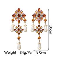 1 Pair Retro Classic Style Flower Plating Inlay Zinc Alloy Artificial Gemstones Drop Earrings main image 6