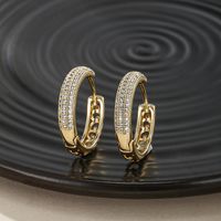 1 Pair Xuping Simple Style Circle Copper Alloy Artificial Gemstones 14k Gold Plated 18k Gold Plated White Gold Plated Hoop Earrings main image 6