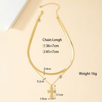 Luxurious Commute Cross 14k Gold Plated Artificial Rhinestones Alloy Wholesale Double Layer Necklaces main image 3