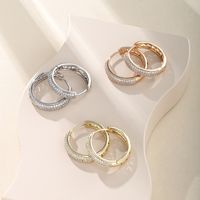 1 Pair Xuping Simple Style Circle Copper Alloy Artificial Gemstones 14k Gold Plated 18k Gold Plated White Gold Plated Hoop Earrings main image 1