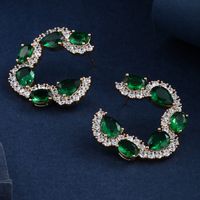 1 Pair Glam Xuping Geometric Irregular Copper Alloy Artificial Gemstones 18k Gold Plated Hoop Earrings main image 3