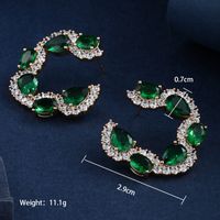 1 Pair Glam Xuping Geometric Irregular Copper Alloy Artificial Gemstones 18k Gold Plated Hoop Earrings sku image 1