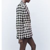 Women's Coat Long Sleeve Blazers Elegant Houndstooth main image 4