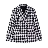 Women's Coat Long Sleeve Blazers Elegant Houndstooth sku image 4