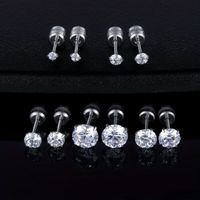 1 Set Simple Style Solid Color Inlay 304 Stainless Steel Zircon 18K Gold Plated Ear Studs main image 1