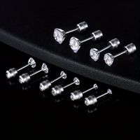 1 Set Simple Style Solid Color Inlay 304 Stainless Steel Zircon 18K Gold Plated Ear Studs main image 3