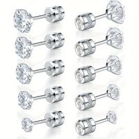 1 Set Simple Style Solid Color Inlay 304 Stainless Steel Zircon 18K Gold Plated Ear Studs main image 5
