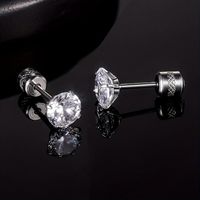 1 Set Simple Style Solid Color Inlay 304 Stainless Steel Zircon 18K Gold Plated Ear Studs main image 6