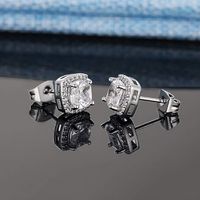 1 Set Simple Style Solid Color Plating Inlay Copper Zircon 18k Gold Plated White Gold Plated Ear Studs main image 2