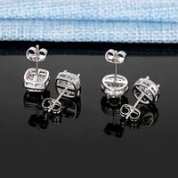 1 Set Simple Style Solid Color Plating Inlay Copper Zircon 18k Gold Plated White Gold Plated Ear Studs main image 3