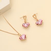 Ig Style French Style Korean Style Heart Shape Alloy Inlay Artificial Gemstones Women's Earrings Necklace main image 1