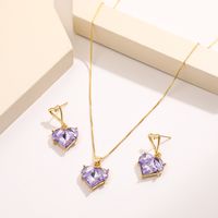 Ig Style French Style Korean Style Heart Shape Alloy Inlay Artificial Gemstones Women's Earrings Necklace main image 4