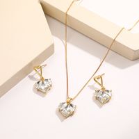 Ig Style French Style Korean Style Heart Shape Alloy Inlay Artificial Gemstones Women's Earrings Necklace main image 6