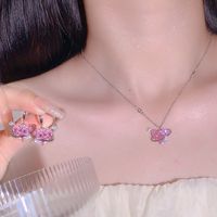 Ig Style French Style Korean Style Heart Shape Alloy Inlay Artificial Gemstones Women's Earrings Necklace main image 3