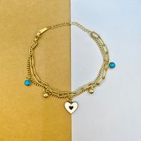 Simple Style Eye Stainless Steel Plating Inlay Turquoise 18k Gold Plated Bracelets sku image 1