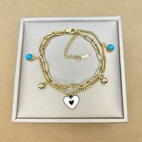 Simple Style Eye Stainless Steel Plating Inlay Turquoise 18k Gold Plated Bracelets main image 1