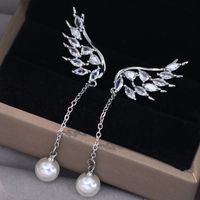 1 Pair Elegant Snowflake Plating Inlay Copper Artificial Pearls Artificial Diamond Silver Plated Drop Earrings main image 1