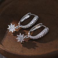 1 Paar Elegant Schneeflocke Überzug Inlay Kupfer Künstliche Perlen Künstlicher Diamant Versilbert Tropfenohrringe main image 7