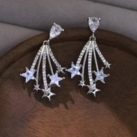 1 Paar Elegant Schneeflocke Überzug Inlay Kupfer Künstliche Perlen Künstlicher Diamant Versilbert Tropfenohrringe main image 8