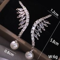 1 Pair Elegant Snowflake Plating Inlay Copper Artificial Pearls Artificial Diamond Silver Plated Drop Earrings sku image 8
