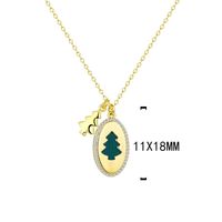 Style Ig Style Simple Sapin De Noël Ovale Alliage Le Cuivre Placage Incruster Turquoise Strass Plaqué Or Femmes Pendentif main image 2