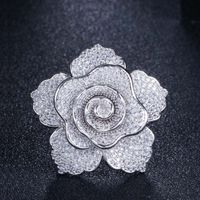 Lady Flower Copper Plating Inlay Zircon White Gold Plated Rhodium Plated Rings main image 8