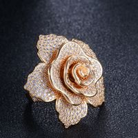 Lady Flower Copper Plating Inlay Zircon White Gold Plated Rhodium Plated Rings main image 6