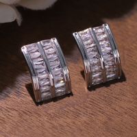 1 Pair Elegant Cute Solid Color Plating Inlay Copper Artificial Pearls Artificial Diamond Silver Plated Ear Studs main image 7