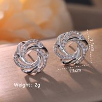 1 Pair Elegant Cute Solid Color Plating Inlay Copper Artificial Pearls Artificial Diamond Silver Plated Ear Studs sku image 13