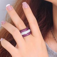 Großhandel Einfacher Stil Klassischer Stil Geometrisch Kupfer Inlay Weißgold Plattiert Überzogen Mit Rhodium Zirkon Offener Ring main image 4