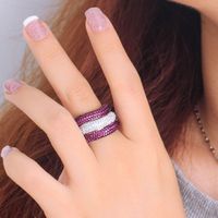Wholesale Simple Style Classic Style Geometric Copper Inlay White Gold Plated Rhodium Plated Zircon Open Rings main image 4