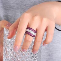 Großhandel Einfacher Stil Klassischer Stil Geometrisch Kupfer Inlay Weißgold Plattiert Überzogen Mit Rhodium Zirkon Offener Ring main image 3