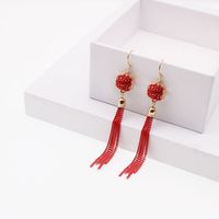 1 Paire Chinoiseries Gland Incruster Alliage Strass Boucles D'oreilles sku image 3